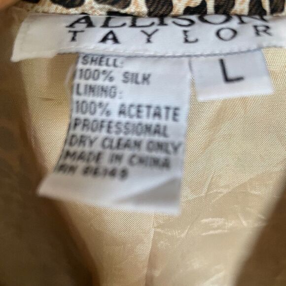 Silk Short Sleeve Jacket Blazer Top - Giraffe Print - Vintage - Size Large - Picture 4 of 4